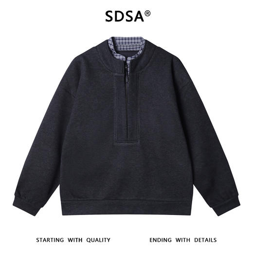 9929SDSA男士秋冬新款痞帅男装潮牌简约拼接半拉链假两件卫衣百搭宽松 商品图1