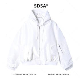 25188SDSA男士秋冬新款痞帅男装极简风纯色拉链拼接连帽假两件夹克外套