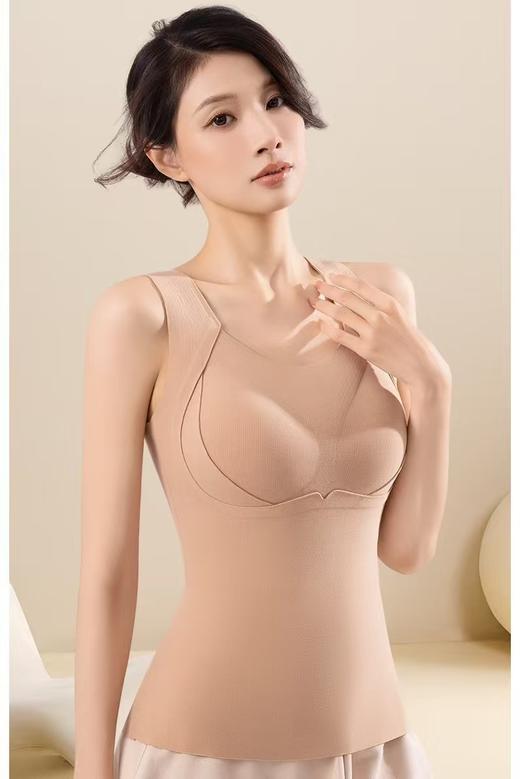 德绒保暖背心含蚕丝羊毛提拉带胸垫一体无痕保暖内衣打底 商品图8