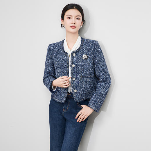 「高货wl」全新升级【铂金会员367/天猫499/差价132】(00558)洛诗琳法式优雅小香风外套2025秋冬编织粗花呢短外套女 商品图0