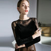 洋气设计感蕾丝上衣，拼接黑色丝绒性感T恤法式别致小衫XD-FN23TX1002 商品缩略图2