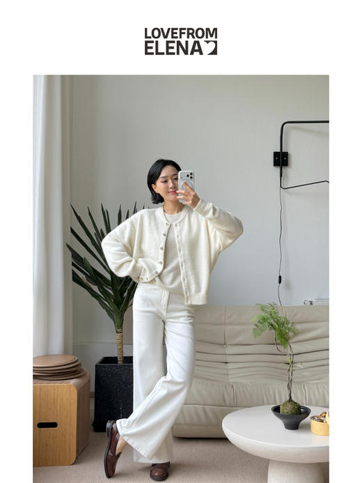 星河亮片 全羊绒弯刀袖  针织圆领毛衣 商品图6