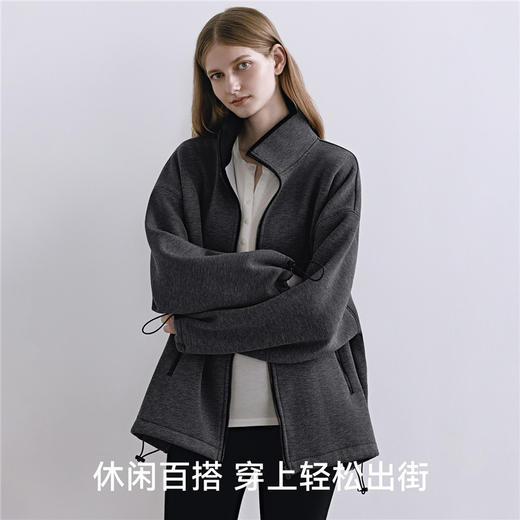 【限时会员价】嫚熙孕妇外套轻盈保暖抓绒立领开衫宽松不显孕肚秋装通勤2025新款 商品图5