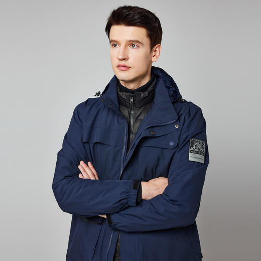 【羽绒内胆】罗蒙秋冬男士外套男时尚休闲户外保暖可拆卸内胆御寒外套 商品图4