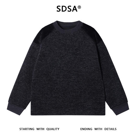 52038SDSA男士秋冬新款痞帅男装潮牌简约拼接绒毛圆领卫衣宽松百搭上衣 商品图0