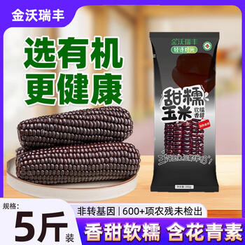 金沃瑞丰精品有机 黑糯玉米棒260g*8支＞4.5斤  新鲜甜粘黏 早餐 /粮油调味 /杂粮 /谷米类 商品图3