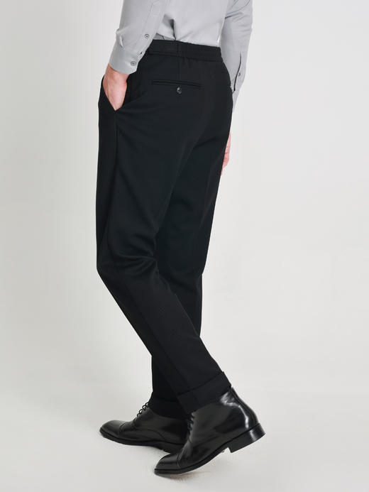 callisto黑色粗斜纹羊毛混纺西裤 商品图4