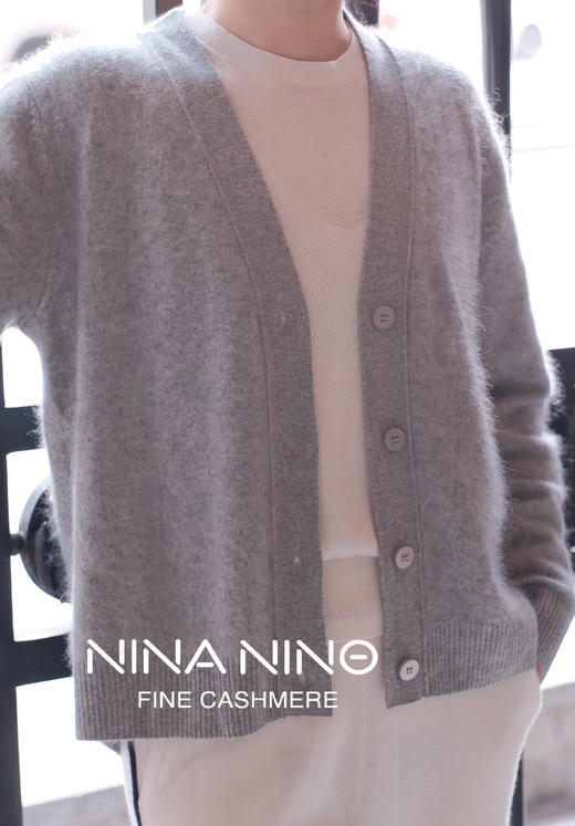 云柔开衫 羊绒开衫女款 灰色 白色 商品图2