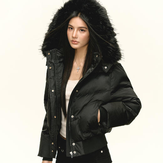 Ariseism 美式复古连帽短款羽绒服女冬季新款保暖外套 商品图2