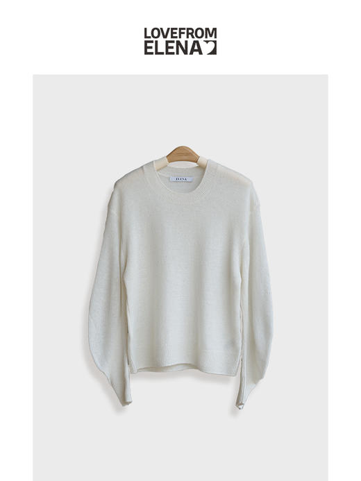 星河亮片 全羊绒弯刀袖  针织圆领毛衣 商品图0