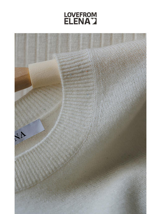 星河亮片 全羊绒弯刀袖  针织圆领毛衣 商品图2