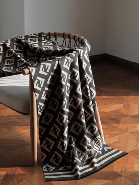 WJ12-芬迪 FF图案印花 羊绒围巾 男女同款情侣款（QZ*MM）