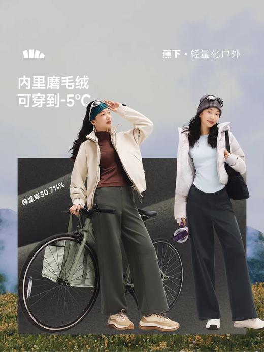 蕉下暴走阔腿瑜伽裤EL115宽松外穿加绒直筒遛弯舒适高腰运动长裤 商品图3