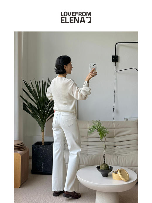 星河亮片 全羊绒弯刀袖  针织圆领毛衣 商品图5