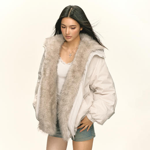 Ariseism 美式复古可拆卸毛毛羽绒服女冬季新款加厚保暖外套 商品图2