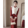 红色旗袍敬酒服冬季订婚礼服，新中式新年战袍拜年服马甲套装LSB3328 商品缩略图2