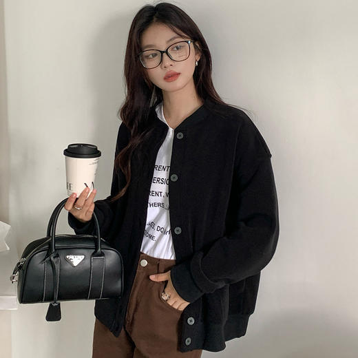 【加厚摇粒绒外套】秋冬纯色暖绒纽扣开衫 韩系保暖长袖上衣 百搭显瘦棒球服外套 商品图8