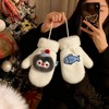 可爱毛绒手套 女款加绒学生骑车冬天挂脖企鹅防寒保暖连指全包手套 商品缩略图1