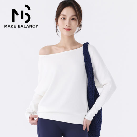 Makebalancy/慕柏郦长袖T恤透气宽松型落肩袖极简风运动风1977 商品图1