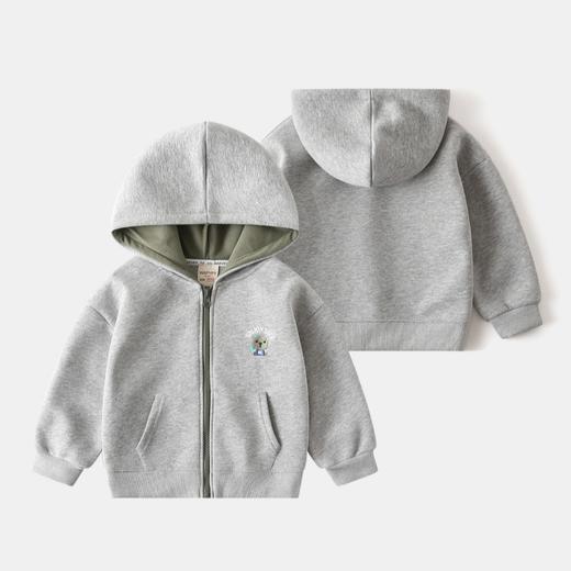 儿童加厚棉质连帽卫衣 韩版休闲拉链卫衣外套 商品图3