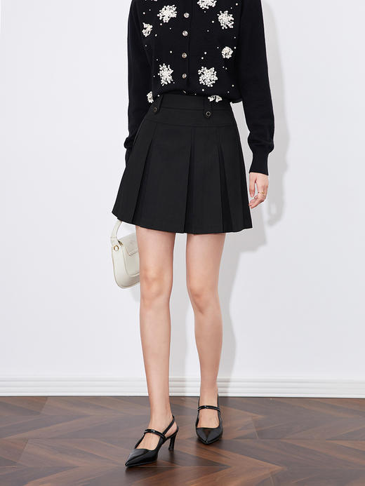 「高货wl」全新升级【铂金会员220/天猫289/差价69】(52521)洛诗琳2025秋季立体时尚设计感压褶休闲高腰防走光内衬A字半身裙女 商品图1