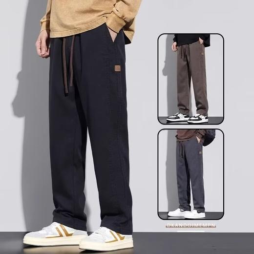 男士加绒加厚保暖休闲裤秋冬季新款宽松直筒阔腿工装长裤子青少年 商品图1