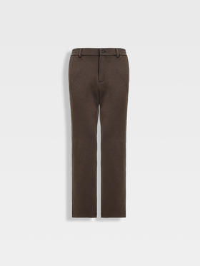 callisto雪茄棕羊毛莫代尔混纺直筒休闲裤