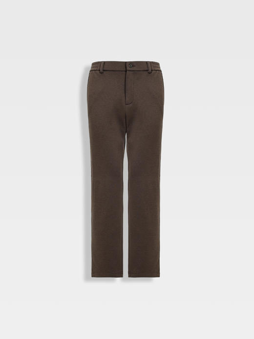 callisto雪茄棕羊毛莫代尔混纺直筒休闲裤 商品图0