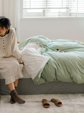 chao美配色！A类婴儿级全棉针织棉四件套裸睡亲肤柔软被套简约双拼三件套