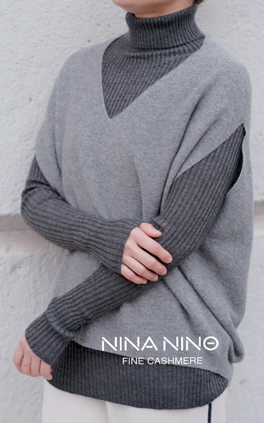 旅行轮廓套衫 坎袖背心马甲 灰色 驼色 商品图1