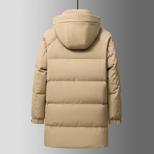 半身缘男装 冬季防风保暖中长款连帽松紧袖口羽绒服2360 商品图3