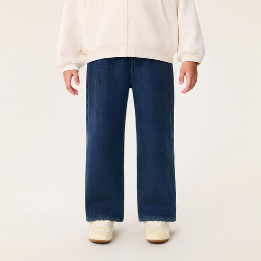 马克珍妮女童温暖奥利绒花边腰阔腿裤2025年秋冬新款551390 商品图2