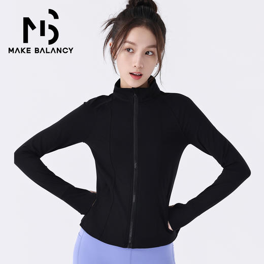 Makebalancy/慕柏郦双面磨毛显瘦运动外套女秋冬瑜伽健身10006 商品图1