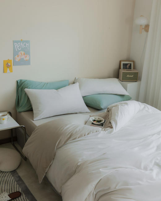 chao美配色！A类婴儿级全棉针织棉四件套裸睡亲肤柔软被套简约双拼三件套 商品图4