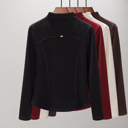 「自j」全新升级【铂金会员119/天猫159/差价40】(02307)洛诗琳桑蚕丝羊毛半高领打底衫2025秋冬暖绒中领保暖上衣女 商品图2