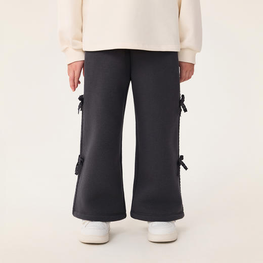 马克珍妮女童甜酷花边蝴蝶结加绒阔腿裤2025年秋冬新款551328 商品图1