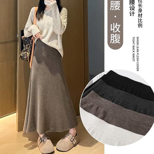 慵懒风鱼尾裙女秋冬百搭高腰显瘦垂坠感a字一步包臀半身中长裙子秋冬季加厚半身裙子 商品图3
