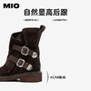 MIO米奥西部靴冬季新款圆头粗跟中筒搭扣切尔西靴复古纯色靴M255612850 商品缩略图4