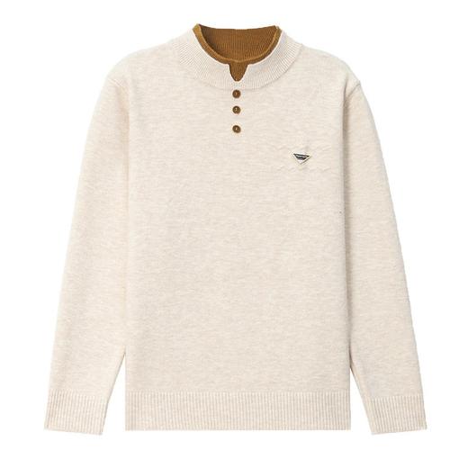 U68807-158半高领撞色针织衫女2025冬季珍珠扣三角标修身内搭打底衫毛衣短款 商品图4