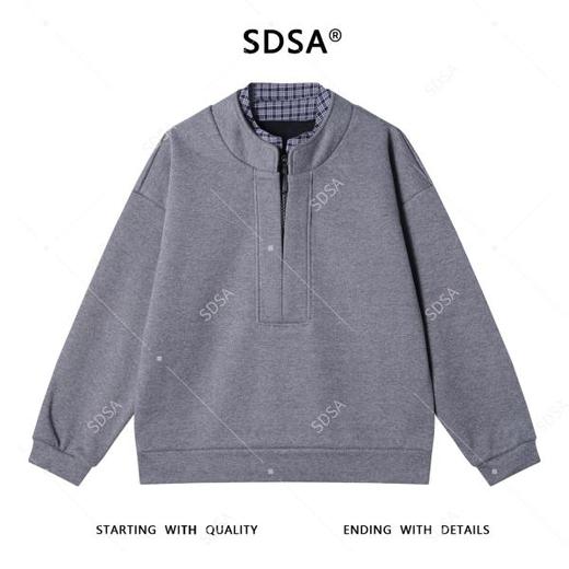 9929SDSA男士秋冬新款痞帅男装潮牌简约拼接半拉链假两件卫衣百搭宽松 商品图1