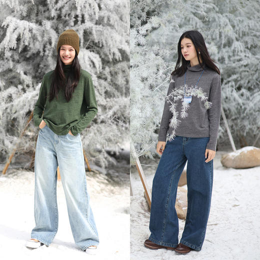 特绽放730朵/不费力打底衫·新款羊毛棉天丝高领长袖显瘦T恤内搭 商品图2