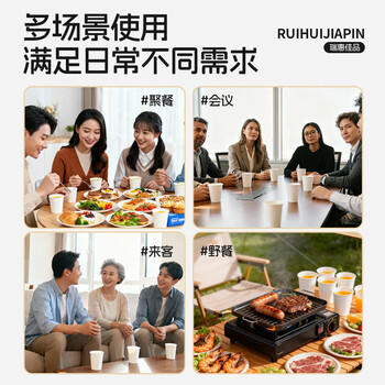 瑞惠佳品一次性杯子纸杯 加厚家用茶水杯办公商用咖啡杯200ml*100只RH0002 商品图2