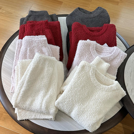 官网899！GP家 情侣软绵绵半边绒保暖长袖长裤家居服套装 秋冬男睡衣睡裤月子服女 商品图8