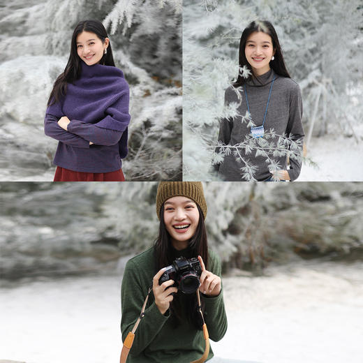 特绽放730朵/不费力打底衫·新款羊毛棉天丝高领长袖显瘦T恤内搭 商品图0