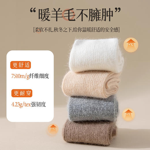 高弹力不勒脚踝羊绒袜子秋冬女羊毛袜堆堆袜月子袜保暖地板袜中筒袜子女新款新品 商品图3