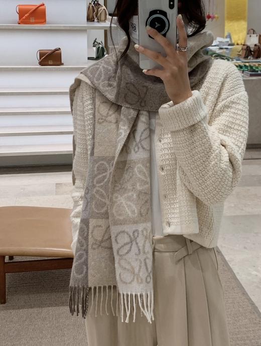 WJ03-罗意威 棋盘格简约舒适时尚流苏 绒线围巾 女款（QZ*MM） 商品图1