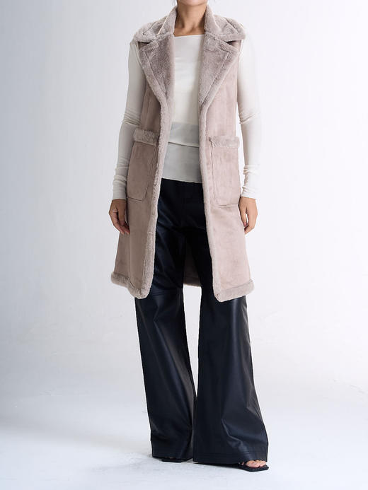 CG｜Veronica mid-length reversible vegan suede VEST [中长款 翻领麂皮两面穿马甲 ] 商品图2