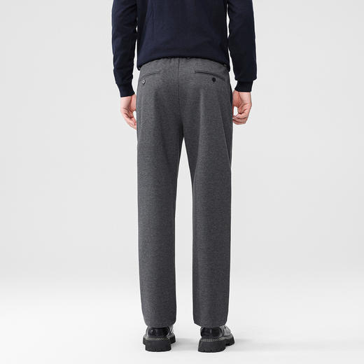 罗蒙男士休闲裤毛呢臻质感纹理半松紧腰设计撞色腰里直筒时尚百搭长裤 商品图6