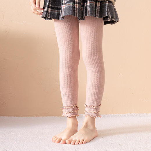 柠檬舒品儿童加绒木耳边九分打底裤NK355 商品图2