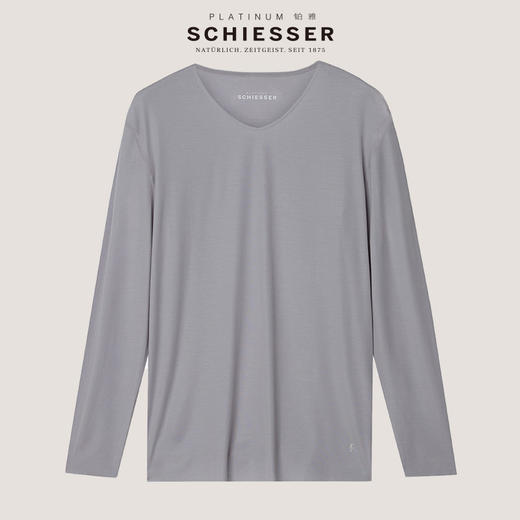 【120S莫代尔】SCHIESSR德国舒雅高端铂雅随型裁v领上衣，120支纱高支莫代尔，平纹双面布随型裁款式手感密实软糯爽滑95/20653Q 商品图0